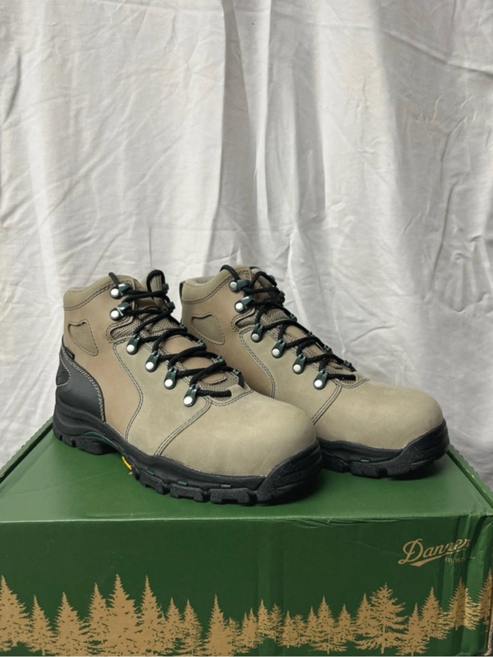 Danner woman’s Beige/Tan Waterproof Hiking Boots with Black Outsole